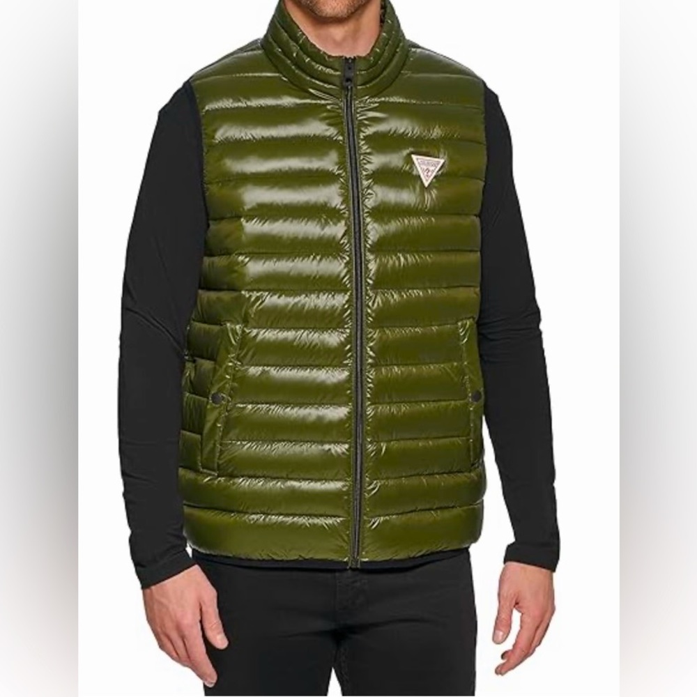 NWT GUESS Men's Essential Light Weight Transitional Vest Army Green Med, X-Large